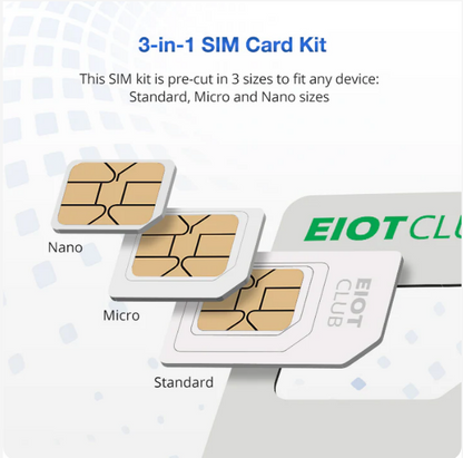 EIOTCLUB International Data SIM Card - 1GB 30DAY, High Speed 5G/4G LTE Coverage, Global Coverage 200+ Countries, No Contract Fee