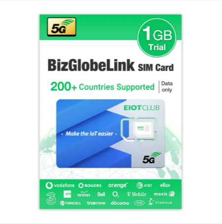 EIOTCLUB International Data SIM Card - 1GB 30DAY, High Speed 5G/4G LTE Coverage, Global Coverage 200+ Countries, No Contract Fee